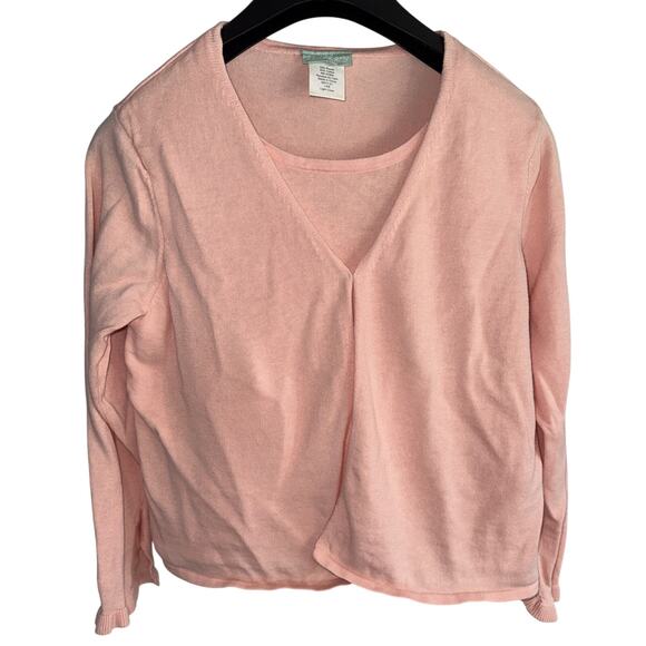 Vintage Hickory 220 Pink 2 Piece Sweater Set Women’s Size Large Soft Knit - Picture 1 of 10
